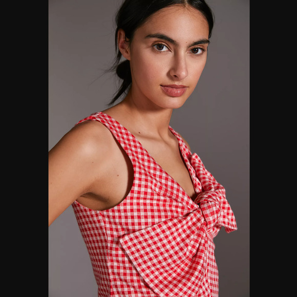 Eva Franco Gingham Bow Top - New - Size XL - Picture 2 of 5